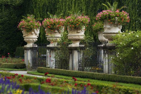 Austria, Salzburg Flower pots at Mirabell Palace